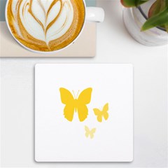 Yellow Butterfly Animals Fly Uv Print Square Tile Coaster  by anzea