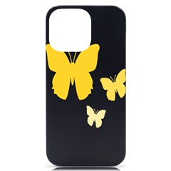 Yellow Butterfly Animals Fly Iphone 14 Pro Max Black Uv Print Case