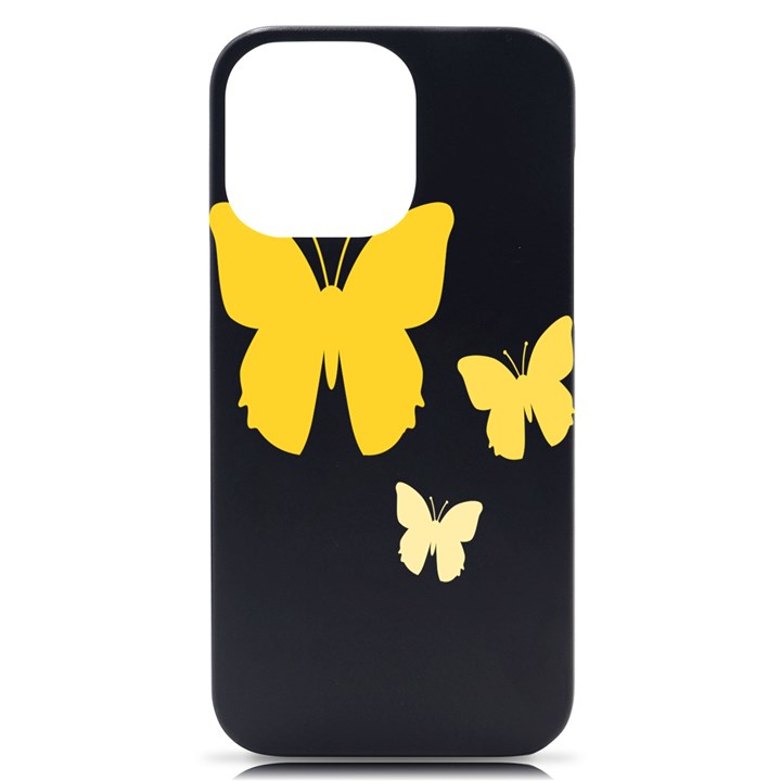 Yellow Butterfly Animals Fly iPhone 14 Pro Max Black UV Print Case