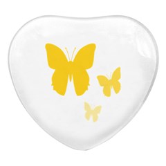 Yellow Butterfly Animals Fly Heart Glass Fridge Magnet (4 Pack)