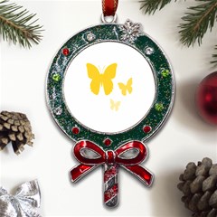 Yellow Butterfly Animals Fly Metal X mas Lollipop With Crystal Ornament by anzea