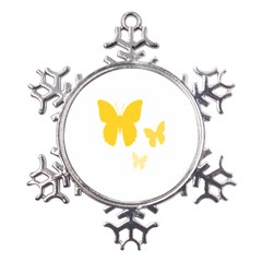 Yellow Butterfly Animals Fly Metal Large Snowflake Ornament by anzea