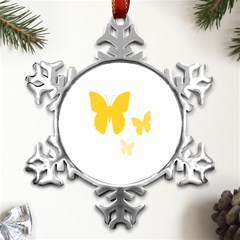 Yellow Butterfly Animals Fly Metal Small Snowflake Ornament by anzea