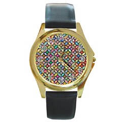 Floral Flowers Decorative Round Gold Metal Watch by anzea