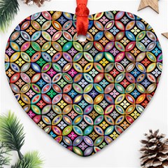 Floral Flowers Decorative Heart Ornament (two Sides)