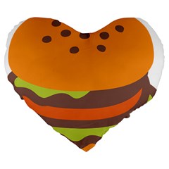 Hamburger Large 19  Premium Flano Heart Shape Cushions by anzea