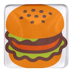 Hamburger Square Glass Fridge Magnet (4 Pack)