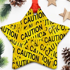 Caution Road Sign Cross Yellow Ornament (star)