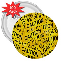 Caution Road Sign Cross Yellow 3  Buttons (100 Pack)  by anzea