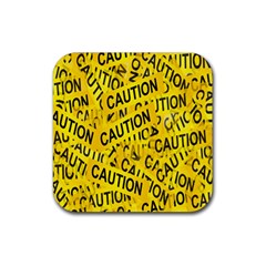 Caution Road Sign Cross Yellow Rubber Coaster (square) by anzea