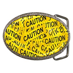 Caution Road Sign Cross Yellow Belt Buckles