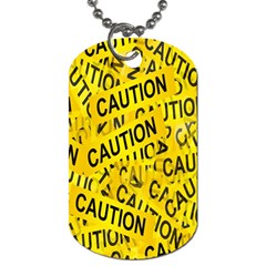 Caution Road Sign Cross Yellow Dog Tag (one Side)