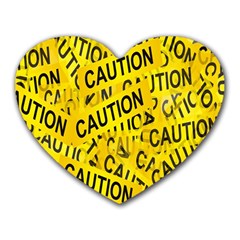 Caution Road Sign Cross Yellow Heart Mousepad by anzea