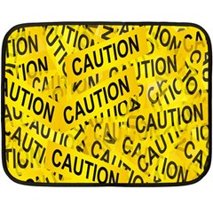 Caution Road Sign Cross Yellow Fleece Blanket (mini) by anzea