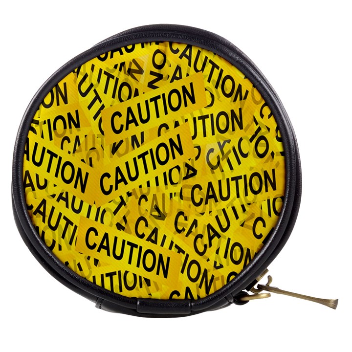 Caution Road Sign Cross Yellow Mini Makeup Bag