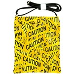 Caution Road Sign Cross Yellow Shoulder Sling Bag Front