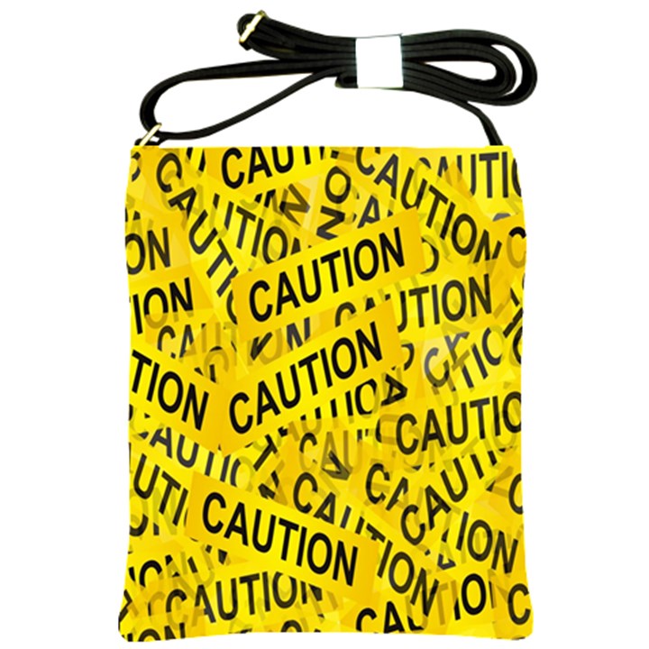 Caution Road Sign Cross Yellow Shoulder Sling Bag