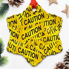 Caution Road Sign Cross Yellow Snowflake Ornament (two Sides)