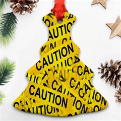 Caution Road Sign Cross Yellow Christmas Tree Ornament (two Sides)