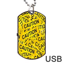 Caution Road Sign Cross Yellow Dog Tag Usb Flash (one Side)