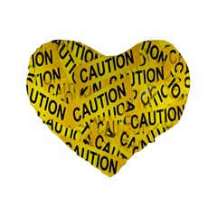 Caution Road Sign Cross Yellow Standard 16  Premium Heart Shape Cushions