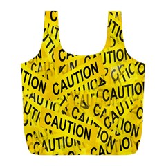 Caution Road Sign Cross Yellow Full Print Recycle Bag (l)