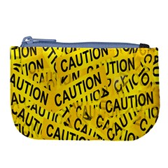 Caution Road Sign Cross Yellow Large Coin Purse