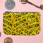 Caution Road Sign Cross Yellow Large Coin Purse Front