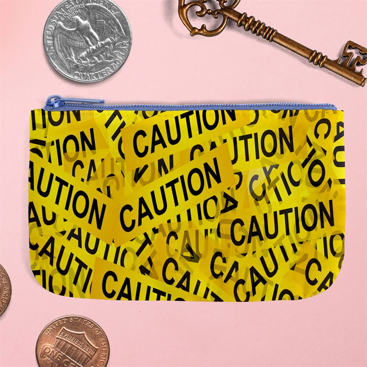 Caution Road Sign Cross Yellow Large Coin Purse