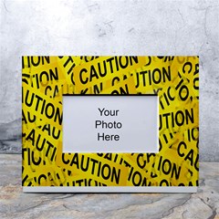 Caution Road Sign Cross Yellow White Tabletop Photo Frame 4 x6  by anzea