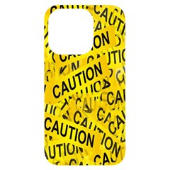 Caution Road Sign Cross Yellow Iphone 14 Pro Black Uv Print Case by anzea