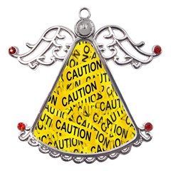 Caution Road Sign Cross Yellow Metal Angel With Crystal Ornament