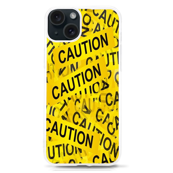 Caution Road Sign Cross Yellow iPhone 15 TPU UV Print Case