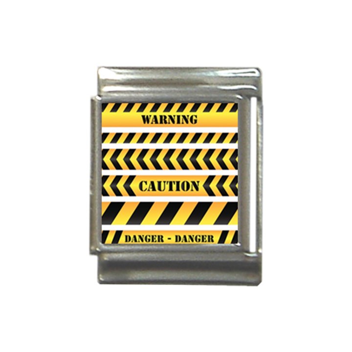 Caution Road Sign Warning Cross Danger Yellow Chevron Line Black Italian Charm (13mm)