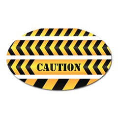 Caution Road Sign Warning Cross Danger Yellow Chevron Line Black Oval Magnet