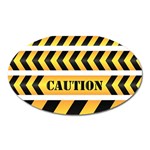 Caution Road Sign Warning Cross Danger Yellow Chevron Line Black Oval Magnet Front