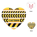 Caution Road Sign Warning Cross Danger Yellow Chevron Line Black Playing Cards Single Design (Heart) Front