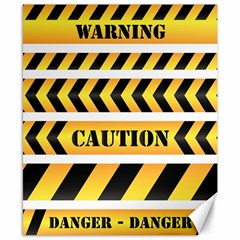 Caution Road Sign Warning Cross Danger Yellow Chevron Line Black Canvas 8  X 10 