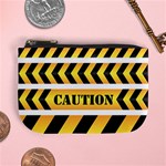 Caution Road Sign Warning Cross Danger Yellow Chevron Line Black Mini Coin Purse Front