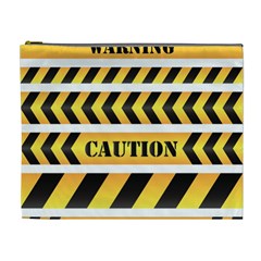 Caution Road Sign Warning Cross Danger Yellow Chevron Line Black Cosmetic Bag (xl)