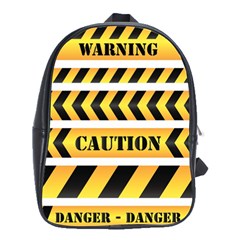 Caution Road Sign Warning Cross Danger Yellow Chevron Line Black School Bag (large) by anzea