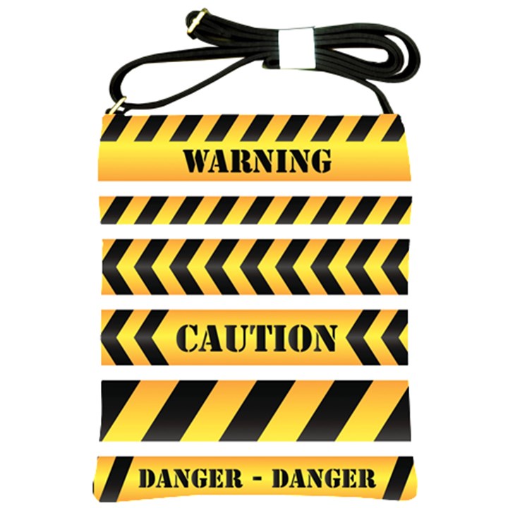 Caution Road Sign Warning Cross Danger Yellow Chevron Line Black Shoulder Sling Bag