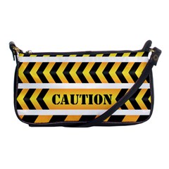 Caution Road Sign Warning Cross Danger Yellow Chevron Line Black Shoulder Clutch Bag by anzea