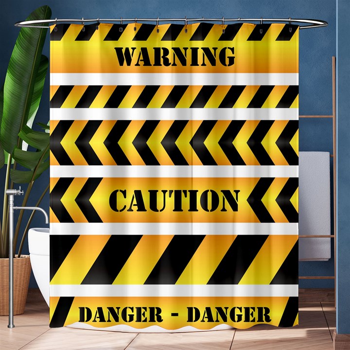 Caution Road Sign Warning Cross Danger Yellow Chevron Line Black Shower Curtain 60  x 72  (Medium) 