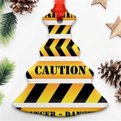 Caution Road Sign Warning Cross Danger Yellow Chevron Line Black Ornament (christmas Tree) 