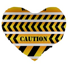 Caution Road Sign Warning Cross Danger Yellow Chevron Line Black Large 19  Premium Heart Shape Cushions