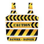 Caution Road Sign Warning Cross Danger Yellow Chevron Line Black Full Print Recycle Bag (L) Back