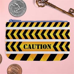 Caution Road Sign Warning Cross Danger Yellow Chevron Line Black Large Coin Purse by anzea