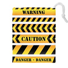 Caution Road Sign Warning Cross Danger Yellow Chevron Line Black Drawstring Pouch (5xl) by anzea