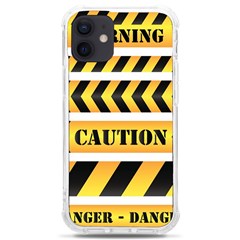 Caution Road Sign Warning Cross Danger Yellow Chevron Line Black Iphone 12 Mini Tpu Uv Print Case	 by anzea